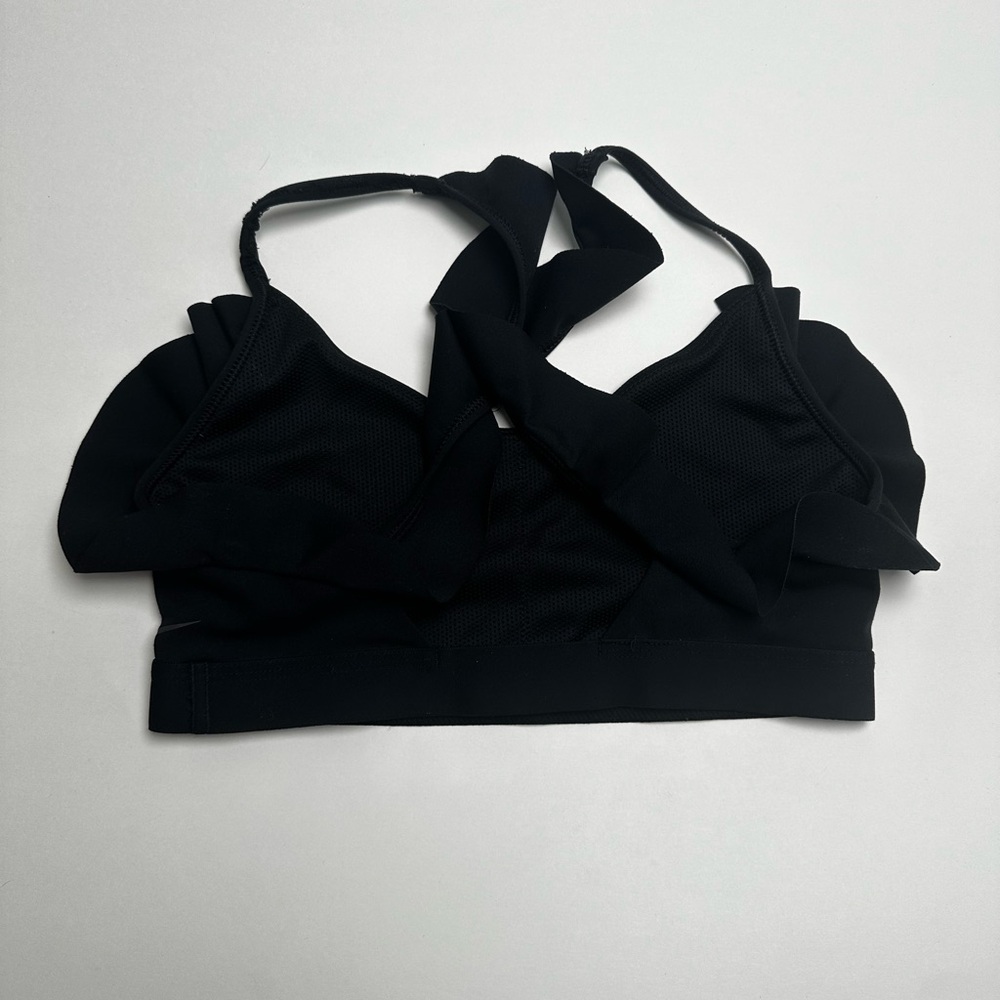 Nike Women Indy Feature Femme Ruffle Sports Bra in Black Medium - Picture 2 of 6